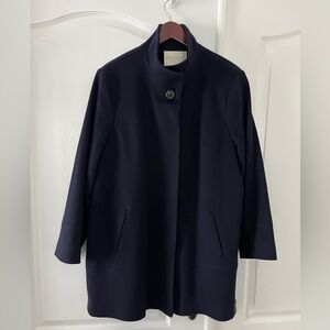 Fleurette Navy Italian 100% Wool StandCollar Coat, Women 18 Worn Twice Like New!